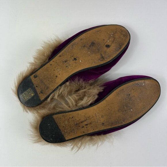 Gucci Purple Fur and Velvet Princetown Mules Size 38 - Picture 8 of 9